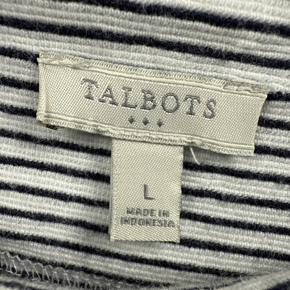 Talbots Women's Top Size Large Black White Stripe Pullover Thick Knit 3/4 Sleeve - Picture 3 of 8